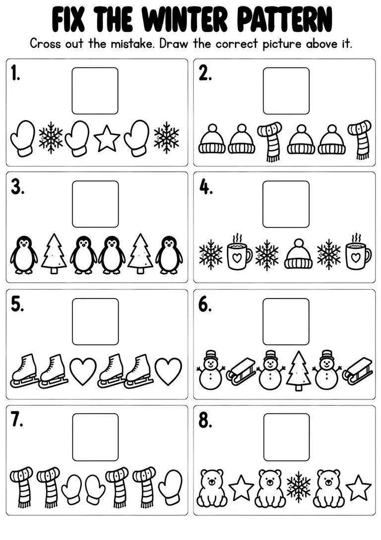 Fix the Winter Pattern for Kindergarten, 1st Grade