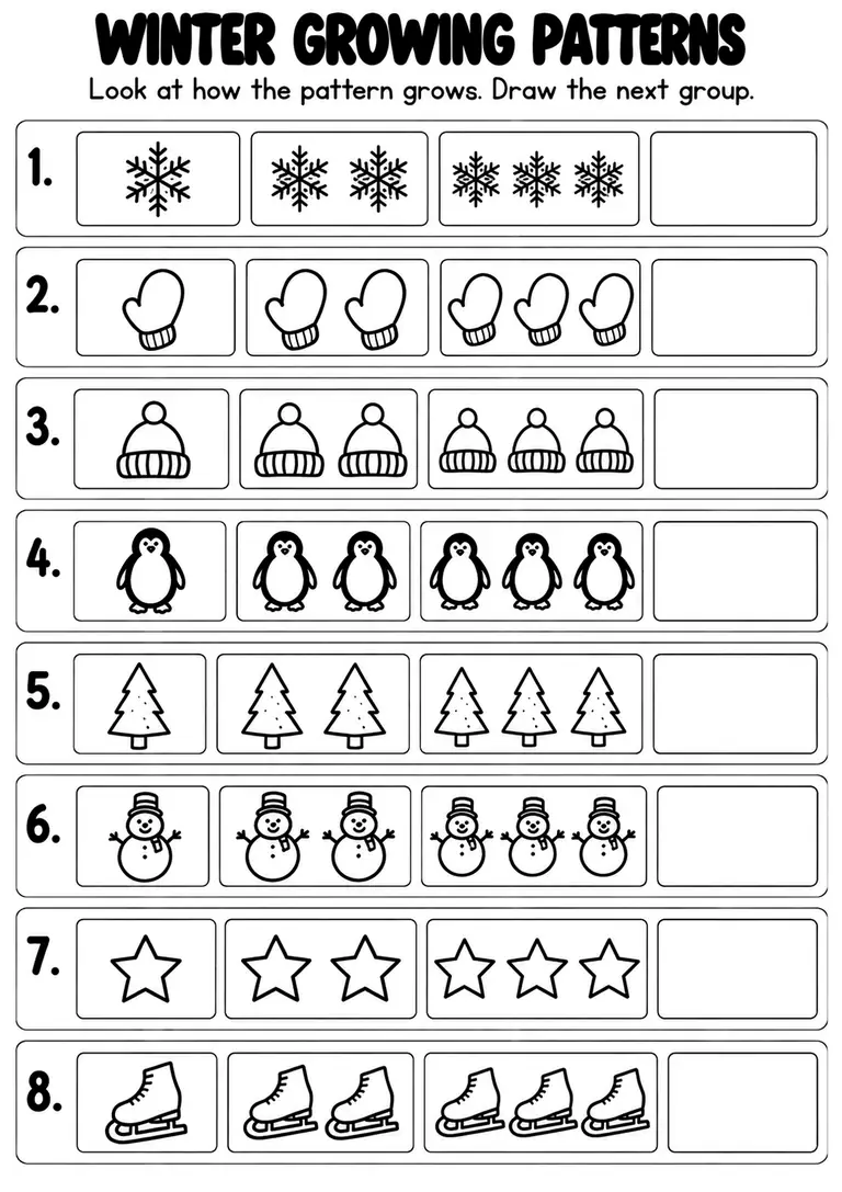 Winter Growing Patterns for Kindergarten, 1st Grade